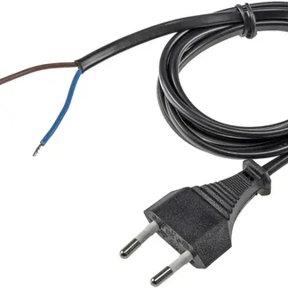 Netzkabel Euro, blankes Ende, 1,5m H03VVH2-F2 0,75 mm² 2,5A/250V schwarz Netzkabel Euro, blankes Ende, 1,5m H03VVH2-F2 0,75 mm² 2,5A/250V schwarz