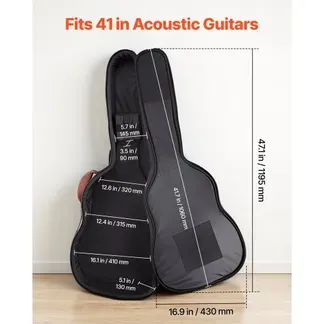 VEVOR Gitarrentasche für 41-Zoll-Akustikgitarren mit Außenzubehörfach Braun, Gitarrenrucksack mit Schaumstoffpolsterung, Tragegriff und Schultergurten, 1195 mm Gig Bag aus PU-Leder VEVOR Gitarrentasche für 41-Zoll-Akustikgitarren mit Außenzubehörfach Braun, Gitarrenrucksack mit Schaumstoffpolsterung, Tragegriff und Schultergurten, 1195 mm Gig Bag aus PU-Leder