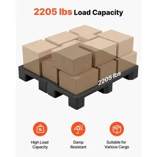 VEVOR 2x Kunststoffpaletten 1000x500x136 mm, Universale Leichtpaletten mit 1000 kg Statischer Traglast, Geschlossene Industriepaletten mit 2-Wege-Einfahrt, Bodenpaletten für Lager Garage Supermarkt VEVOR 2x Kunststoffpaletten 1000x500x136 mm, Universale Leichtpaletten mit 1000 kg Statischer Traglast, Geschlossene Industriepaletten mit 2-Wege-Einfahrt, Bodenpaletten für Lager Garage Supermarkt