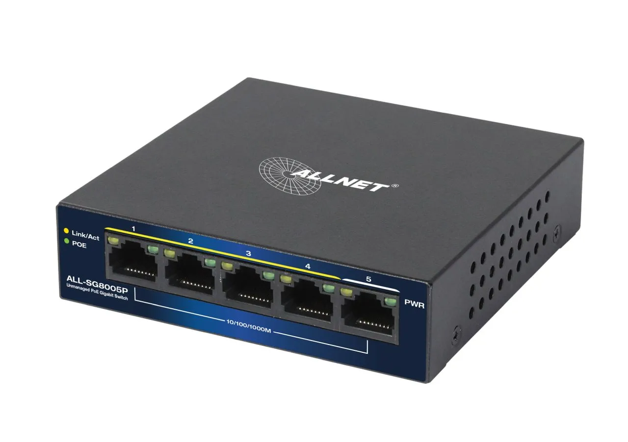 ALLNET Switch unmanaged Layer2 5 Port • 5x 1GbE • PoE Budget 69W • Lüfterlos • ALL-SG8005P – Bild 2