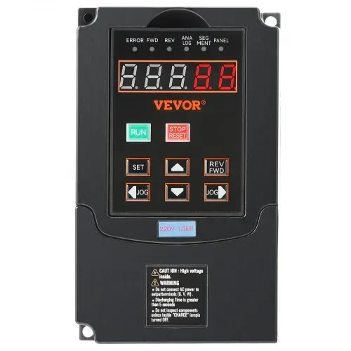 VEVOR Frequenzumrichter VFD 2 PS, 1,5 kW, 7,5 A, 1- oder 3-phasiger 220-V-Eingang auf 3-phasigen 220-V-Ausgang, 40-60-Hz-Eingang, 0-400-Hz-Ausgang, VFD für Spindelmotor-CNC-Drehzahlregelung – Bild 8