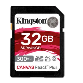 Kingston Technology 32GB Canvas React Plus SDHC UHS-II 300R/260W U3 V90 for Full HD/4K/8K Kingston Technology 32GB Canvas React Plus SDHC UHS-II 300R/260W U3 V90 for Full HD/4K/8K