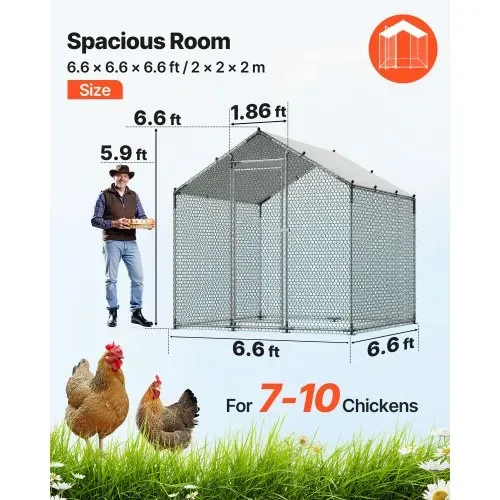 VEVOR Hühnerstall, 2x2x2 m begehbarer Hühnerauslauf mit Abdeckung, Hühnerauslauf mit Turmdach & Sicherheitsschloss, Enten- & Kaninchenkäfig, Geflügelgehege für Hinterhof, Bauernhof, Hof VEVOR Hühnerstall, 2x2x2 m begehbarer Hühnerauslauf mit Abdeckung, Hühnerauslauf mit Turmdach & Sicherheitsschloss, Enten- & Kaninchenkäfig, Geflügelgehege für Hinterhof, Bauernhof, Hof