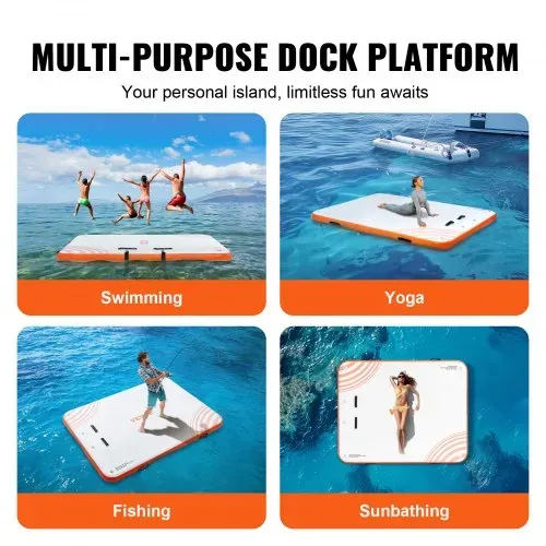 VEVOR Aufblasbares Schwimmdock, 1,82 x 1,52 m Dockplattform, rutschfeste Wasserschwimmdockmatte mit tragbarer Tragetasche und abnehmbarer Leiter, schwimmende Plattform-Inselfloß für Pool, Strand, Meer – Bild 5