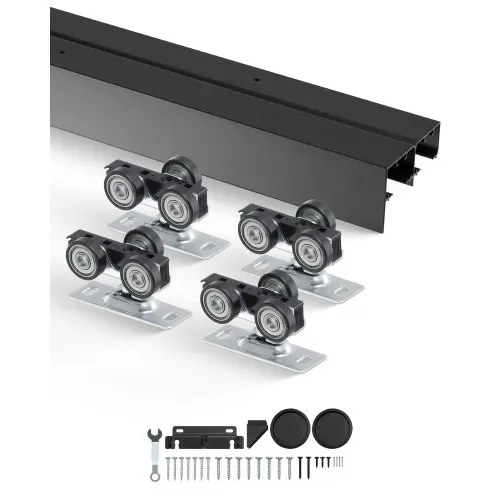 VEVOR Schiebetür-Beschlagschienensatz Schiebetürsystem 1219 mm, Doppelschienen Schiebetürsystem aus Aluminiumlegierung, passende Türbreite 622 mm x 2, Schiebetürbeschlag 68 kg belastbar VEVOR Schiebetür-Beschlagschienensatz Schiebetürsystem 1219 mm, Doppelschienen Schiebetürsystem aus Aluminiumlegierung, passende Türbreite 622 mm x 2, Schiebetürbeschlag 68 kg belastbar