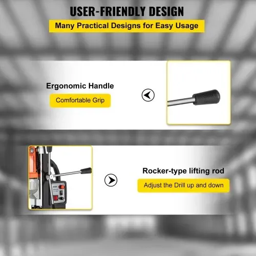 VEVOR Magnetbohrmaschine BRM35 160 x 80 mm Kernbohrungen Kernbohrmaschine Magnetic Core DrillsSicherheit Mühelos Kernbohrer Satz mit Kohlebürste Rutschfest Tragbar Dauerhaft für Stahlkonstruktiong – Bild 5