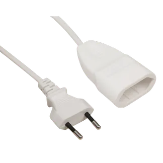 Verlängerungskabel McPower, 2m, Eurostecker auf Eurokupplung, weiß Verlängerungskabel McPower, 2m, Eurostecker auf Eurokupplung, weiß