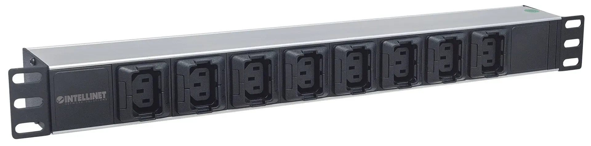 Intellinet 19" 8-fach Steckdosenleiste mit C13-Kaltgerätesteckdosen und Kabelklemmen, PDU mit abnehmbarem Stromkabel (2 m) und rückseitigem C20-Stromeingang, 1 HE – Bild 2