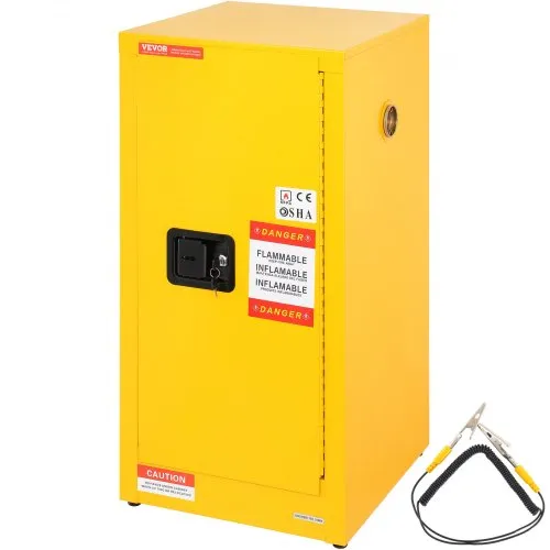 VEVOR Sicherheitslagerschrank 16 Gallonen, 460 x 460 x 900 mm Sicherheitsschrank mit zwei verstellbaren Trennwänden für Brennbare Stoffe Abschließbares Design, mit 2 Schlössern & 1 Erdungskabel Gelb VEVOR Sicherheitslagerschrank 16 Gallonen, 460 x 460 x 900 mm Sicherheitsschrank mit zwei verstellbaren Trennwänden für Brennbare Stoffe Abschließbares Design, mit 2 Schlössern & 1 Erdungskabel Gelb