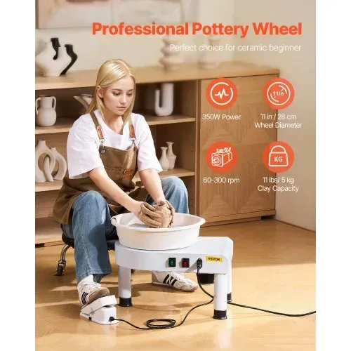 VEVOR Töpferscheibe 28 cm Keramik Rad Maschine Tonmaschine, Drehzahlregelung 60–300 U/min per Fußpedal Abnehmbares Becken Verstellbarer Hubfuß Komplettes Zubehör DIY-Projekte Weiß VEVOR Töpferscheibe 28 cm Keramik Rad Maschine Tonmaschine, Drehzahlregelung 60–300 U/min per Fußpedal Abnehmbares Becken Verstellbarer Hubfuß Komplettes Zubehör DIY-Projekte Weiß