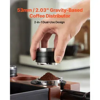 VEVOR Kaffeeverteiler 2 in 1 verstellbarer Espressoverteiler (53 mm) mit fächerförmiger Basis, Kaffeeverteiler Kaffee Distributor 304 Edelstahl mit leicht zu zerlegendem Design VEVOR Kaffeeverteiler 2 in 1 verstellbarer Espressoverteiler (53 mm) mit fächerförmiger Basis, Kaffeeverteiler Kaffee Distributor 304 Edelstahl mit leicht zu zerlegendem Design