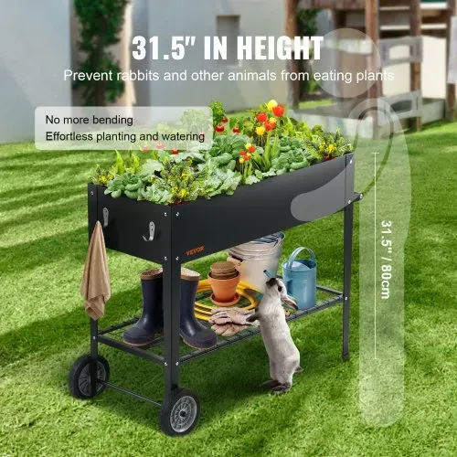 VEVOR Hochbeet mit Rädern Pflanzkübel Blumenkasten Garten Pflanzkasten Terrassen Gemüsebeet Gartenbeet Pflanzbeet Schwarz 108x49,5x80cm verzinktem Stahl ideal für den Anbau von Gemüse Obst Kräutern – Bild 5