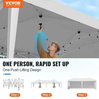VEVOR Pavillon Faltpavillon, 5,9 x 2,96 x 2,65 m, Festzelt, Gartenzelt mit Seitenwänden & belüfteten Fenstern, 3 Höheneinstellungen, Sonnenschutz für Veranstaltungen im Außenbereich, weiß VEVOR Pavillon Faltpavillon, 5,9 x 2,96 x 2,65 m, Festzelt, Gartenzelt mit Seitenwänden & belüfteten Fenstern, 3 Höheneinstellungen, Sonnenschutz für Veranstaltungen im Außenbereich, weiß