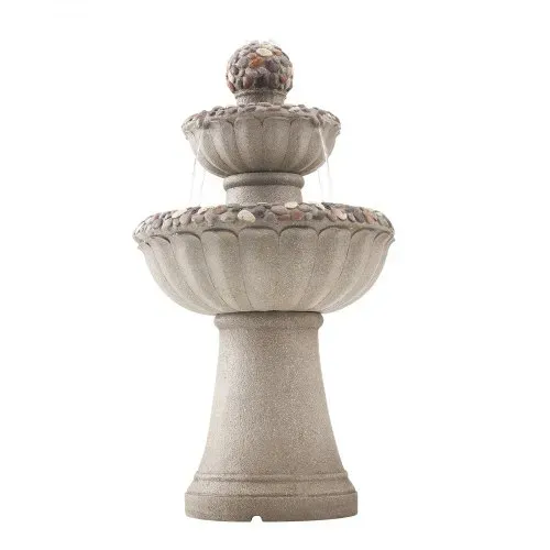 VEVOR Gartenbrunnen für den Außenbereich, 927 mm hoch, moderner 2-stufiger Wasserfall, Springbrunnen aus Fiberglas & Harz, mit Wasserpumpe, für Gärten, Terrassen, Hinterhöfe, Heimdekoration – Bild 8