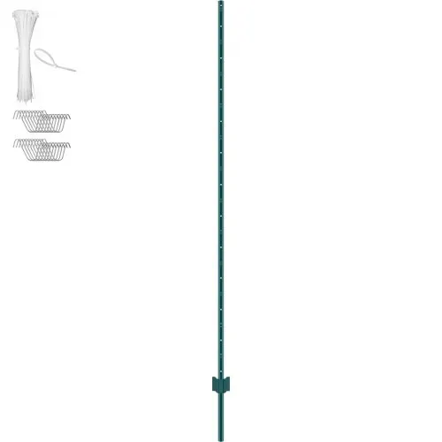 VEVOR 7 Fuß Zaunpfosten, 10er-Pack T-Pfosten Hochleistungs-Zaunpfosten aus Metall, stabile Zaunpfähle aus Stahl für Gartenhof, Rasen, Bauernhöfe und Maschendrahtzäune im Freien, grün – Bild 8
