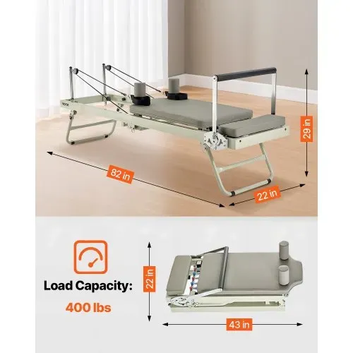 VEVOR Faltbarer Pilates Reformer Trainingsgerät im Heim-Fitnessstudio, Pilates-Bett mit doppeltem Widerstand – Feder und Kordel, für Fortgeschrittene und Anfänger, bis zu 181,44 kg – Bild 6