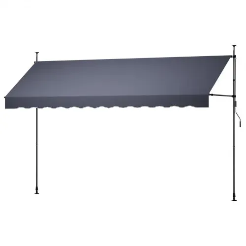 VEVOR Klemmmarkise 400 cm, Höhenverstellbare Markise mit Handkurbel, Terrassenmarkise UPF 80+ Sonnenschutz, Sonnenmarkise, Balkonmarkise, Ideal für Terrasse, Balkon & Garten, Dunkelgrau – Bild 8
