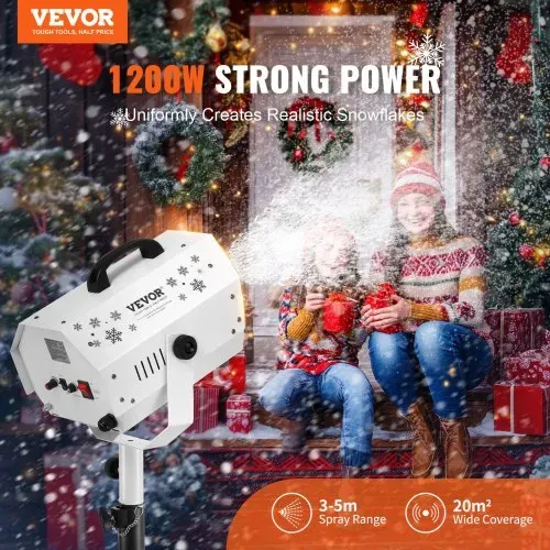 VEVOR Schneemaschine, 1200 W, Schnee Maschine mit höhenverstellbarem Ständer, Schneeflockenmaschine mit kabelloser Fernbedienung, Kunstschneeerzeuger für Weihnachtsfeiern, Hochzeitsbühneneffekte VEVOR Schneemaschine, 1200 W, Schnee Maschine mit höhenverstellbarem Ständer, Schneeflockenmaschine mit kabelloser Fernbedienung, Kunstschneeerzeuger für Weihnachtsfeiern, Hochzeitsbühneneffekte