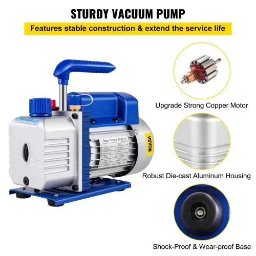 VEVOR 255 L/min(9CFM) 746W(1HP) Vakuumpumpe, 220V Unterdruckpumpe Vakuumgeräte Pumpe, 1720 U Vakuumpumpe Unterdruckpumpe, Unterdruckpumpe Vakuumgeräte Pumpe – Bild 2