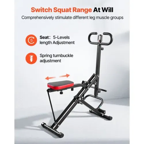 VEVOR Kniebeugenmaschine für tiefe Kniebeugen zu Hause, klappbares Trainingsgerät, Gesäßtrainer mit 2 hochfesten Widerstandsbändern, Heimtrainingsgerät für Gesäß und Beine, Glute Machine – Bild 3