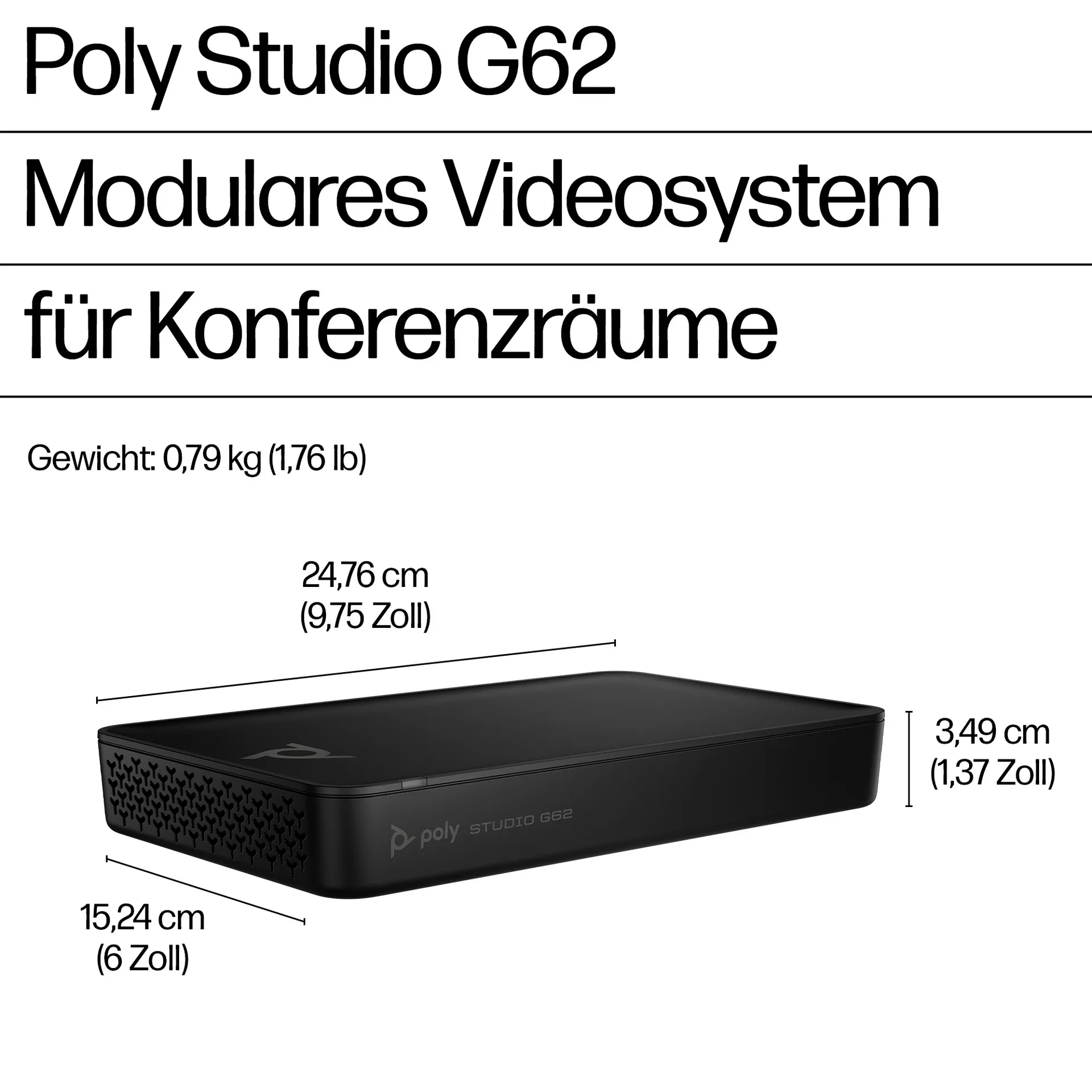 HP Poly Studio G62 Videokonferenzsystem mit Halterungsplatten-Kit – Bild 3