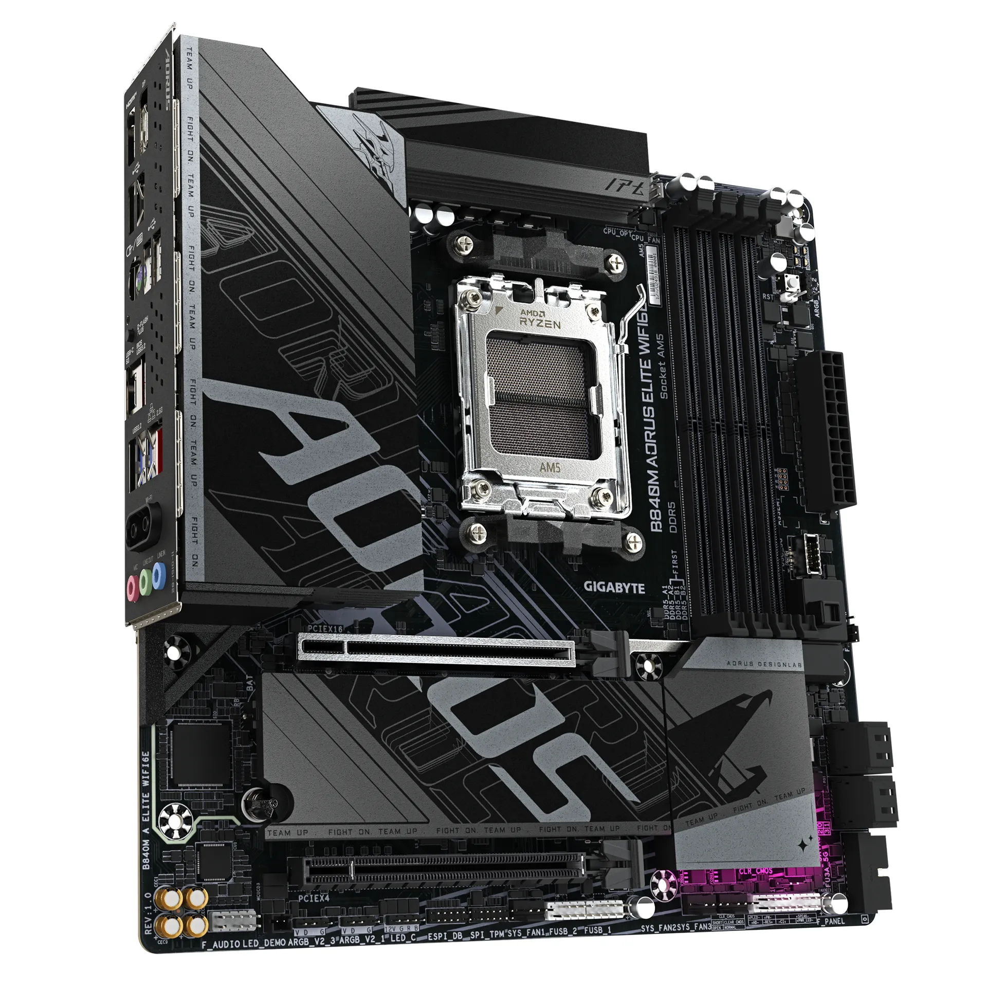GIGABYTE B840M AORUS ELITE WIFI6E Mainboard – AMD Ryzen 9000 Prozessoren, 10+2+2 Phasen VRM, bis zu 8200 MHz DDR5 (O.C.), 2 x M.2 PCIe 4.0, Wi-Fi 6E, 2.5 GbE LAN, USB 3.2 Gen 2 – Bild 3