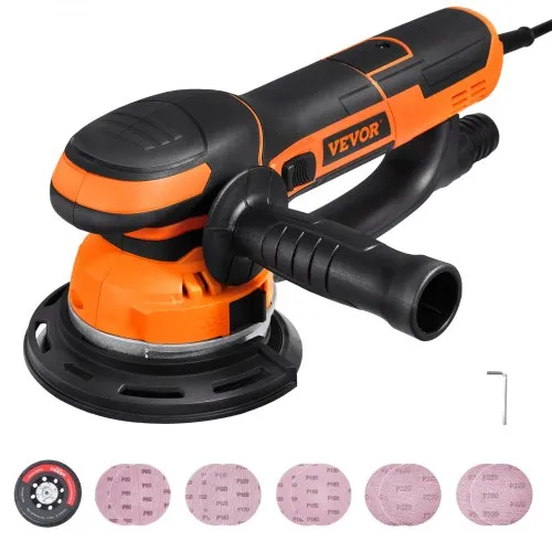 VEVOR Exzenterschleifer, 15,24cm DA & GA Schleifgerät mit Doppelfunktion, 850 W, 7400 U/min, 6 Gang, Schwingschleifer mit 10 Schleifpapieren, Staubanschluss für Detailschleifen in der Holzbearbeitung VEVOR Exzenterschleifer, 15,24cm DA & GA Schleifgerät mit Doppelfunktion, 850 W, 7400 U/min, 6 Gang, Schwingschleifer mit 10 Schleifpapieren, Staubanschluss für Detailschleifen in der Holzbearbeitung