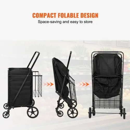 VEVOR Einkaufstrolley Einkaufswagen Klappbar 95,3 kg Belastbar, Einkaufsroller Handwagen Multifunktional 600D-Oxford-Gewebe, Shoppingtrolley Faltbar für Wäsche, Lebensmittel, Camping-Werkzeuge usw. – Bild 4