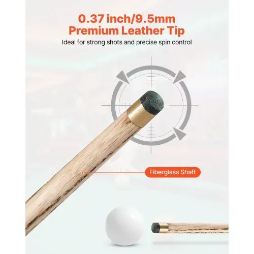 VEVOR Snookerqueue Billardqueue (1447,8 mm / 540 g) mit Verlängerungsstange & Lederspitze & Aluminiumkoffer & Handtuch, Billardstock geeignet für professionellen Billardtisch, Bar, Zuhause, Büro – Bild 2
