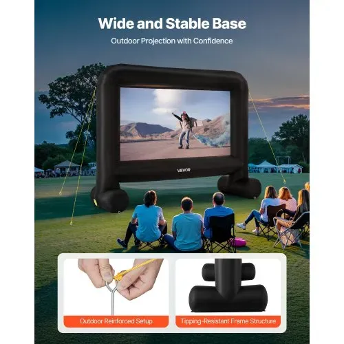 VEVOR aufblasbare Filmleinwand Projektion Beamer Leinwand aus 600D, Projektionsleinwand mit tragbarer Aufbewahrungstasche, 16:9, Filmprojektion für Heimkino Mottoparty Poolspaß (354 x 130 x 290 cm) – Bild 4