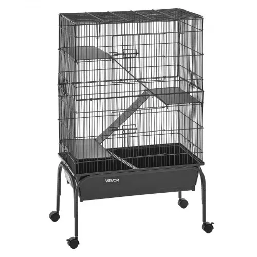 VEVOR Kleintierkäfig Metall Frettchenkäfig Kleintiergehege 63x36x101 cm, Frettchen Chinchillas Gleithörnchen Meerschweinchen & Kaninchen 3-Stöckig 13,97 mm Drahtabstand Feststellbare Schwenkrolle – Bild 9