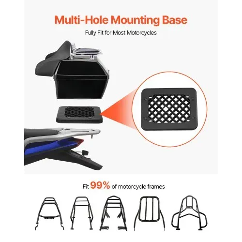 VEVOR Motorrad-Topcase Motorradkoffer 48 L universelle Heckbox aus PP-Material, wasserdichte & abnehmbare Motorrad-Topbox mit Mehrlochboden & Regal Helmkoffer (565 x 500 x 380 mm) – Bild 4