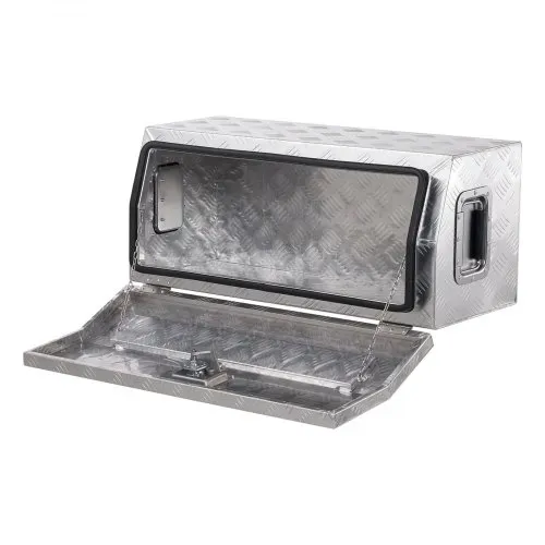 VEVOR Werkzeugkasten aus Aluminium für die Ladefläche, gestreifte Werkzeugkiste (762 x 330,2 x 330,2 mm) mit seitlichem Griff & T-Lock-Schlüssel, Aufbewahrungs-Organizer für Anhänger Silber – Bild 8
