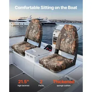 VEVOR 2 Stk. BootssitzBootsstuhl mit hoher Rückenlehne klappbarer Fischerbootsitz mit dickem Schwammkissen & PU-Leder, Scharniere aus Aluminiumlegierung, für Boote Yachten Schiffe, Tarnfarbe VEVOR 2 Stk. BootssitzBootsstuhl mit hoher Rückenlehne klappbarer Fischerbootsitz mit dickem Schwammkissen & PU-Leder, Scharniere aus Aluminiumlegierung, für Boote Yachten Schiffe, Tarnfarbe