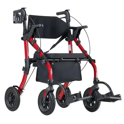 VEVOR 2-in-1 Rollator Faltbar mit Sitz, Leichter Gehwagen mit Reifen, Gehhilfe bis 136 kg mit Rückenlehne Tasche Gehstockhalter, Höhenverstellbare Laufhilfe mit Feststellfunktion für Senioren, Rot – Bild 10