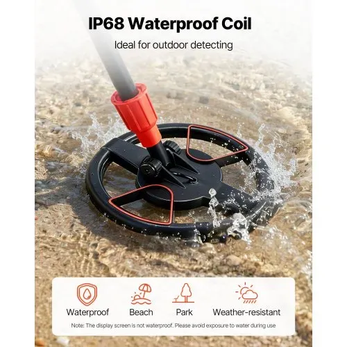 VEVOR Metalldetektor 152,4 mm, Metallsuchgerät mit LCD-Display, IP68 Wasserdichter Suchspule, Einstellbarer Suchbereich von ca. 57 bis 85 cm, Hochpräziser Golddetektor, Ideal für die Goldsuche – Bild 5