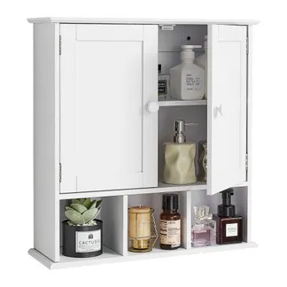 VEVOR Badezimmer Wandschrank Medizinschrank mit 2 Türen & verstellbaren Regalen, Aufbewahrungsschrank über der Toilette zur Wandmontage, Hängeschrank mit 3 offenen Fächern für Küche, Toilette VEVOR Badezimmer Wandschrank Medizinschrank mit 2 Türen & verstellbaren Regalen, Aufbewahrungsschrank über der Toilette zur Wandmontage, Hängeschrank mit 3 offenen Fächern für Küche, Toilette