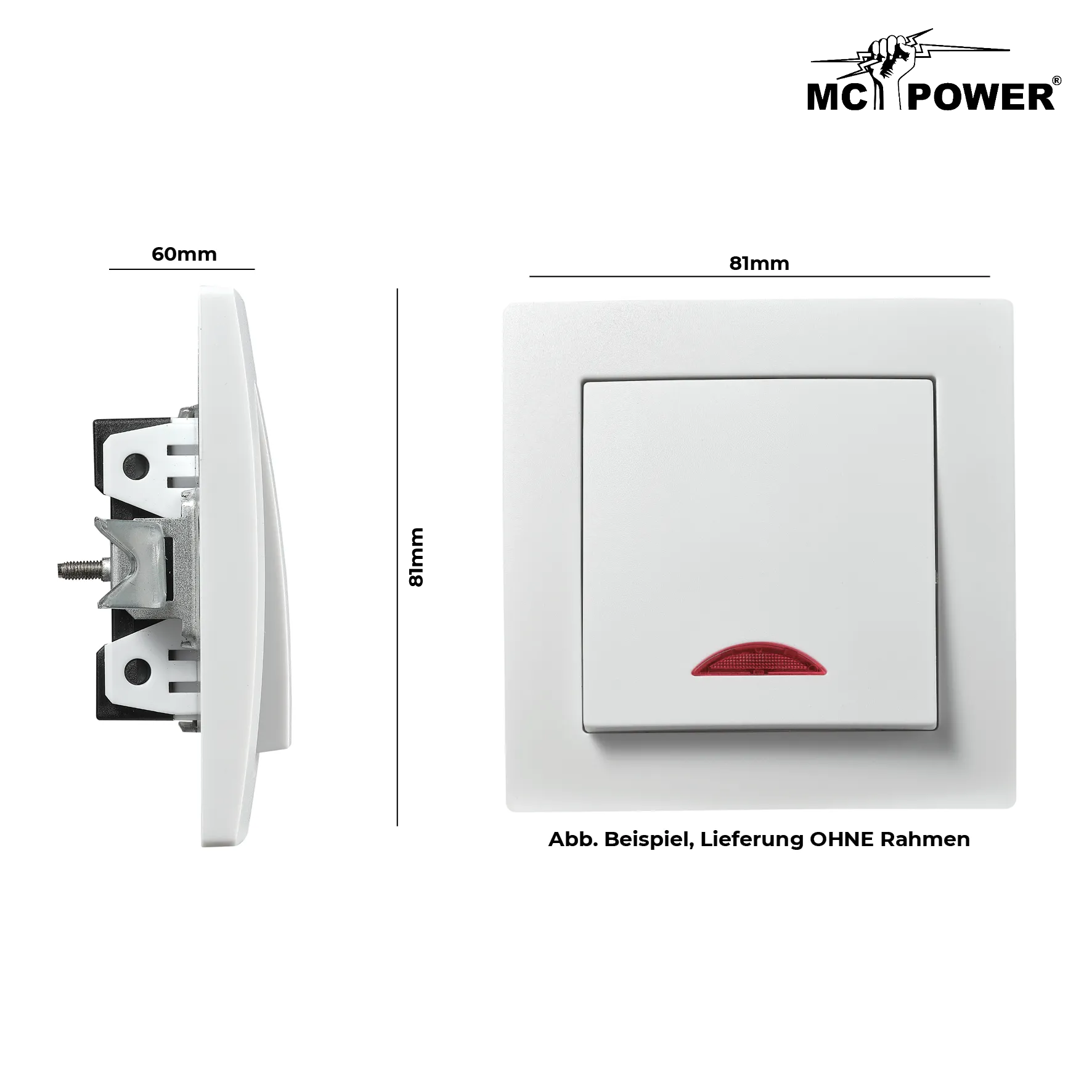 Schalter McPower ''Flair'', 250V~/10A, UP, weiß mit Orientierungsleuchte – Bild 3