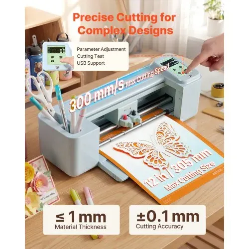 VEVOR Vinylschneidemaschine 30 cm, Schneideplotter/Plottermaschine mit Touchscreen & Material- und Werkzeugsatz, Kompatibel mit Mac/Windows/Android/iOS, für Bastelarbeiten, Karten & Wohnaccessoires – Bild 4