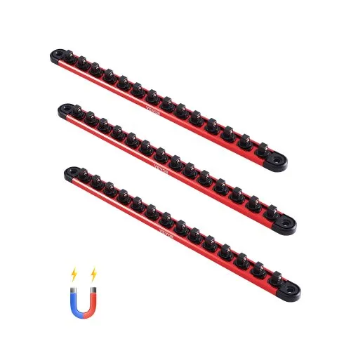 VEVOR Steckschlüssel-Organizer, 3-teilig, metrische und SAE-Halterschiene aus Alu, 1/4, 3/8 & 1/2 Zoll, Stecknuss Organizer mit 360° drehbaren Clips für Werkzeugkästen, für bis zu 40 Steckschlüssel VEVOR Steckschlüssel-Organizer, 3-teilig, metrische und SAE-Halterschiene aus Alu, 1/4, 3/8 & 1/2 Zoll, Stecknuss Organizer mit 360° drehbaren Clips für Werkzeugkästen, für bis zu 40 Steckschlüssel