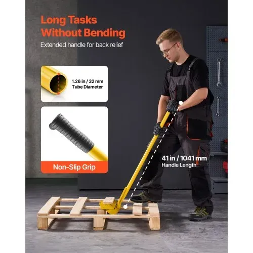 VEVOR Brecheisen 113 cm, Brechstange, 907 kg Belastbarkeit, Abbruch-& Hebelstange zum Entfernen von Terrassendielen, für Bodenbeläge, Rahmenkonstruktionen, Dächer, Verkleidungen & Trockenbauwände – Bild 4