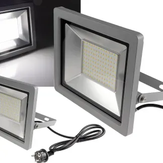 LED-Fluter SlimLine “CTF-SLT 99” silber 100W, 9230lm, 4000K, neutralweiß, IP44 LED-Fluter SlimLine “CTF-SLT 99” silber 100W, 9230lm, 4000K, neutralweiß, IP44
