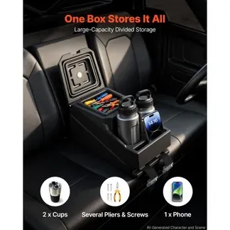 VEVOR Staufachbox Mittelkonsole für Polaris Ranger & Can-Am Defender 17–26, Abschließbare Aufbewahrungsbox aus HDPE mit Getränkehalter und Handyhalterung, Innenliegenden Abflusslöchern, Schwarz VEVOR Staufachbox Mittelkonsole für Polaris Ranger & Can-Am Defender 17–26, Abschließbare Aufbewahrungsbox aus HDPE mit Getränkehalter und Handyhalterung, Innenliegenden Abflusslöchern, Schwarz
